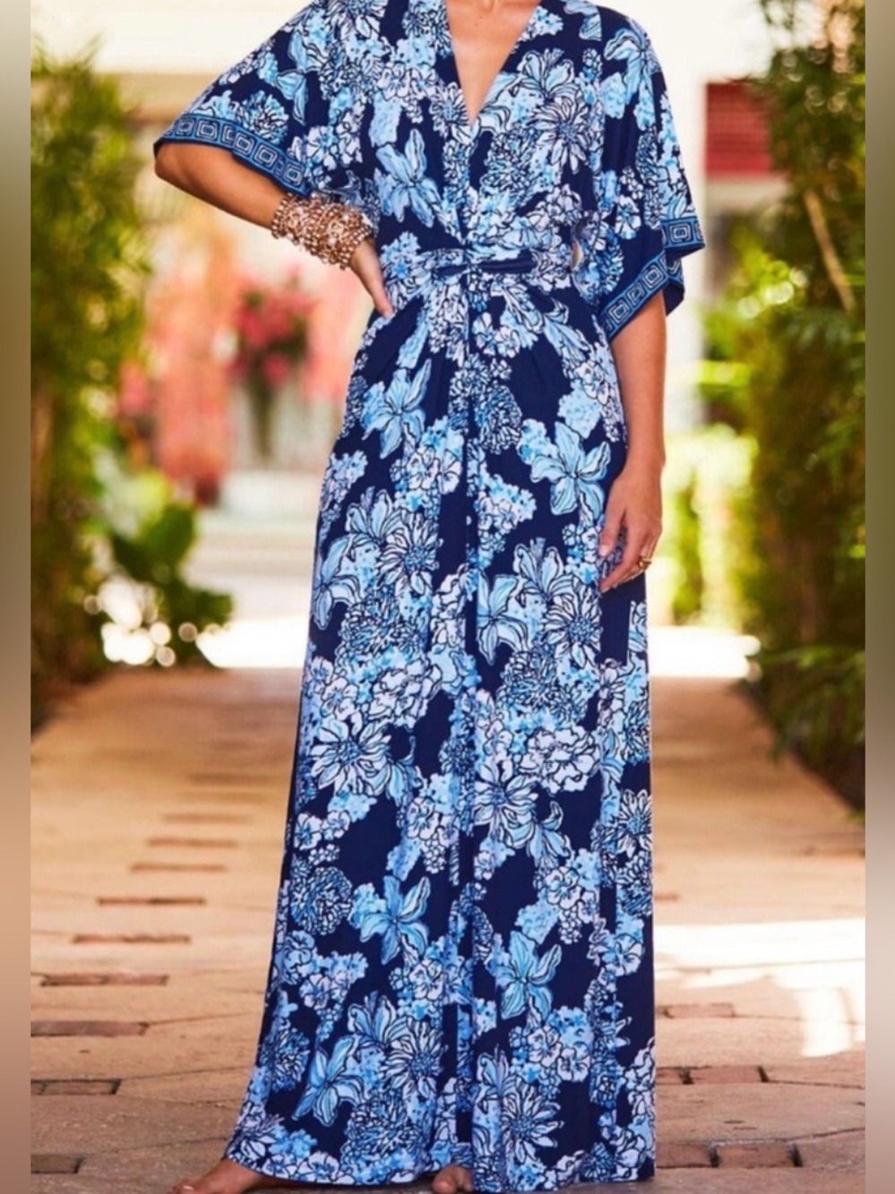 Lilly Pulitzer Wisteria Floral Maxi Dress Size 4 EUC Modest Resortwear Vacation